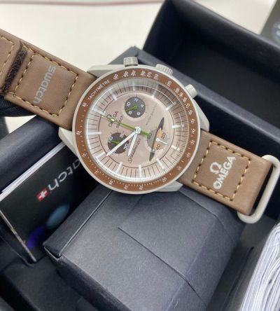 Omega Swatch Collab Series 42MM Waterproof Brown Bracelet Watch